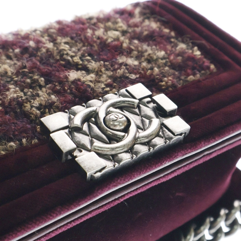 CHANEL(シャネル) BOY CHANEL 20 ボーイシャネル スモールツイード シルバー金具 ショルダーバッグ レッド
