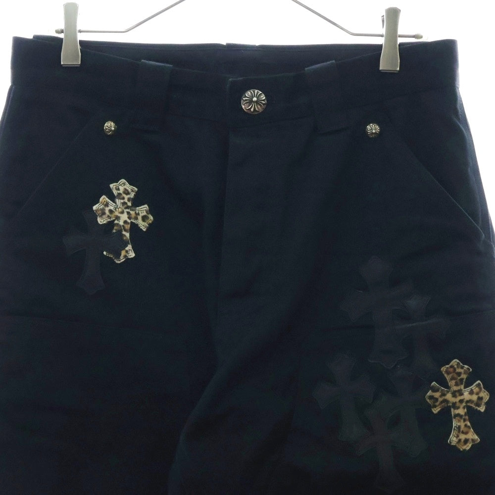 CHROME HEARTS(クロムハーツ) CARPENTER DOUBLE KNEE クロスパッチ付きカーペンターロングパンツ ブラック/ベージュ