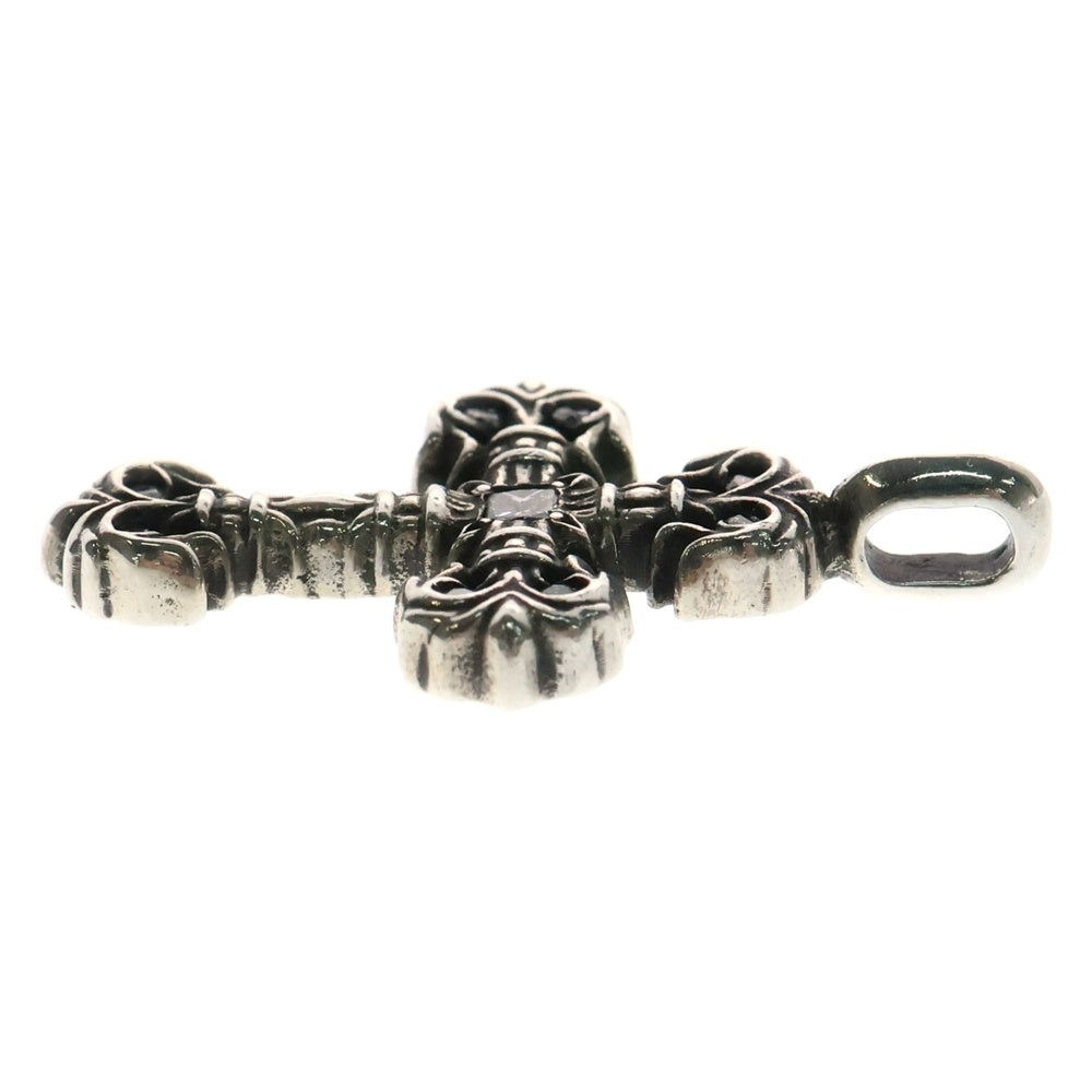 CHROME HEARTS(クロムハーツ) CHARM FILIGREE TINY P DMND タイニーフィリグリークロス チャーム パヴェダイヤ ペンダントトップ シルバー
