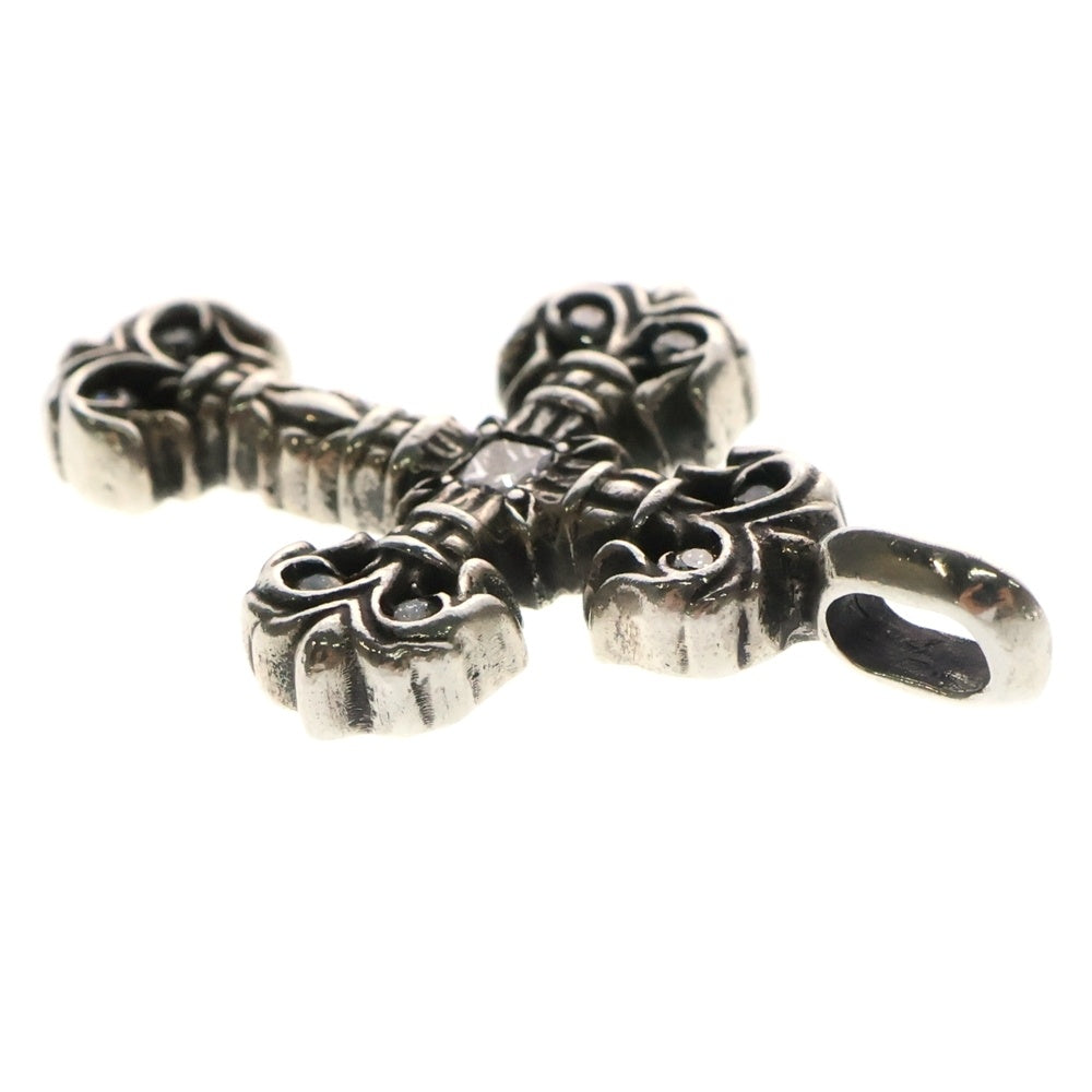 CHROME HEARTS(クロムハーツ) CHARM FILIGREE TINY P DMND タイニーフィリグリークロス チャーム パヴェダイヤ ペンダントトップ シルバー
