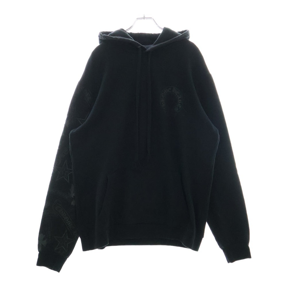 CHROME HEARTS(クロムハーツ) STENCIL HOODIE 袖ステンシル バックホースシュー プリント プルオーバーパーカー フーディー ブラック