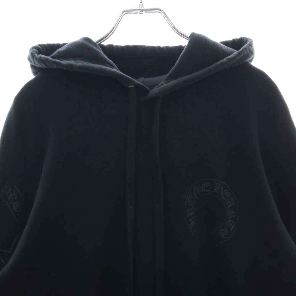 CHROME HEARTS(クロムハーツ) STENCIL HOODIE 袖ステンシル バックホースシュー プリント プルオーバーパーカー フーディー ブラック