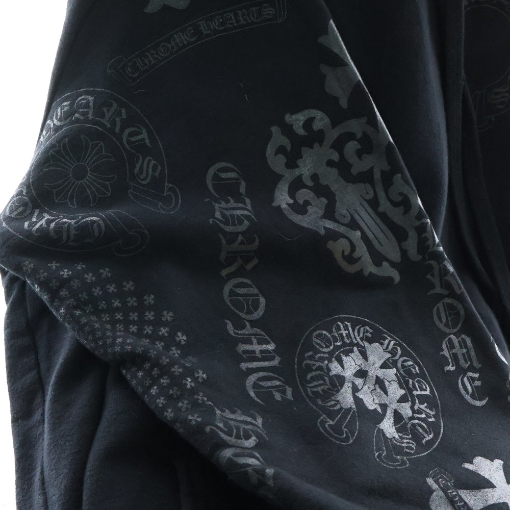 CHROME HEARTS(クロムハーツ) STENCIL HOODIE 袖ステンシル バックホースシュー プリント プルオーバーパーカー フーディー ブラック