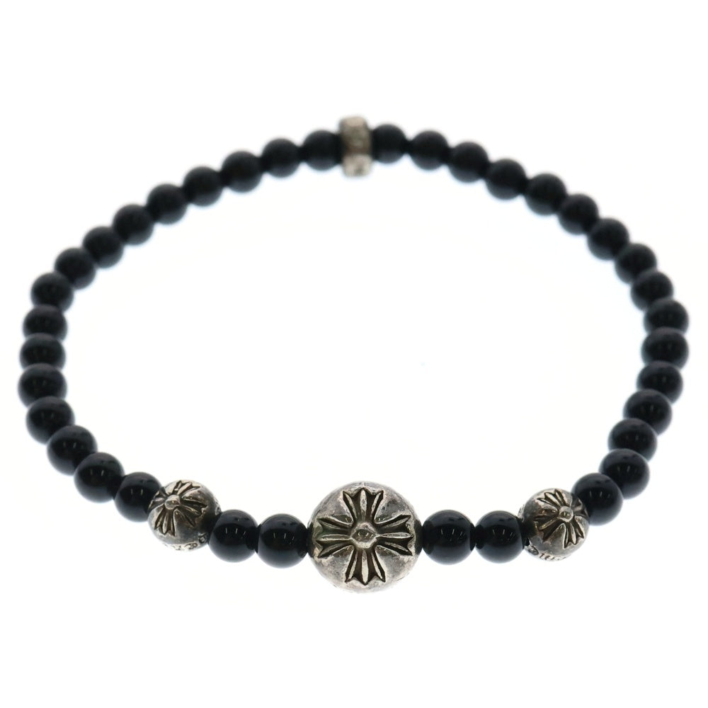 CHROME HEARTS(クロムハーツ) 4mm BEAD ブラックトルマリンビーズブレスレット ブラック
