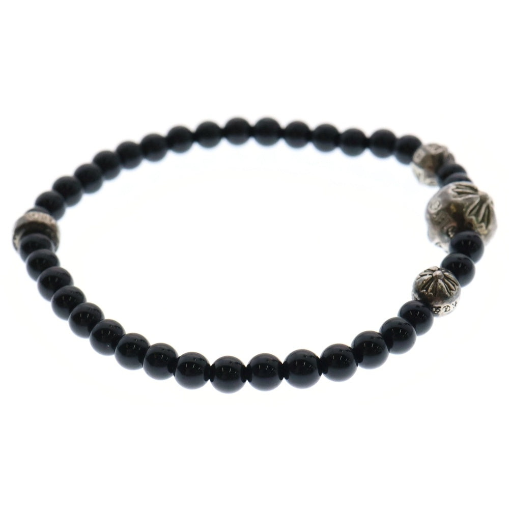 CHROME HEARTS(クロムハーツ) 4mm BEAD ブラックトルマリンビーズブレスレット ブラック