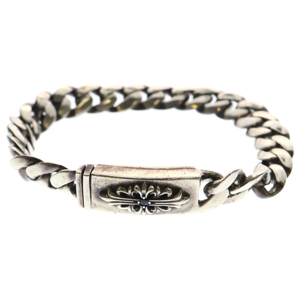 CHROME HEARTS(クロムハーツ) 24LINK ID BBY FLRL CRS ベイビーIDフローラルクロス 1サファイア シルバーブレスレット