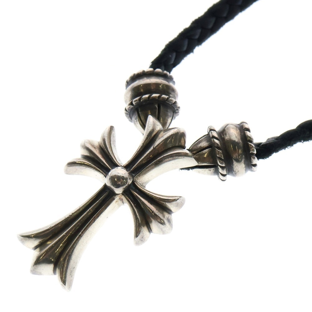 CHROME HEARTS(クロムハーツ) CH CRS SML CL スモールCHクロス クリンプト レザーブレイド ネックレス シルバー/ブラック BCA217
