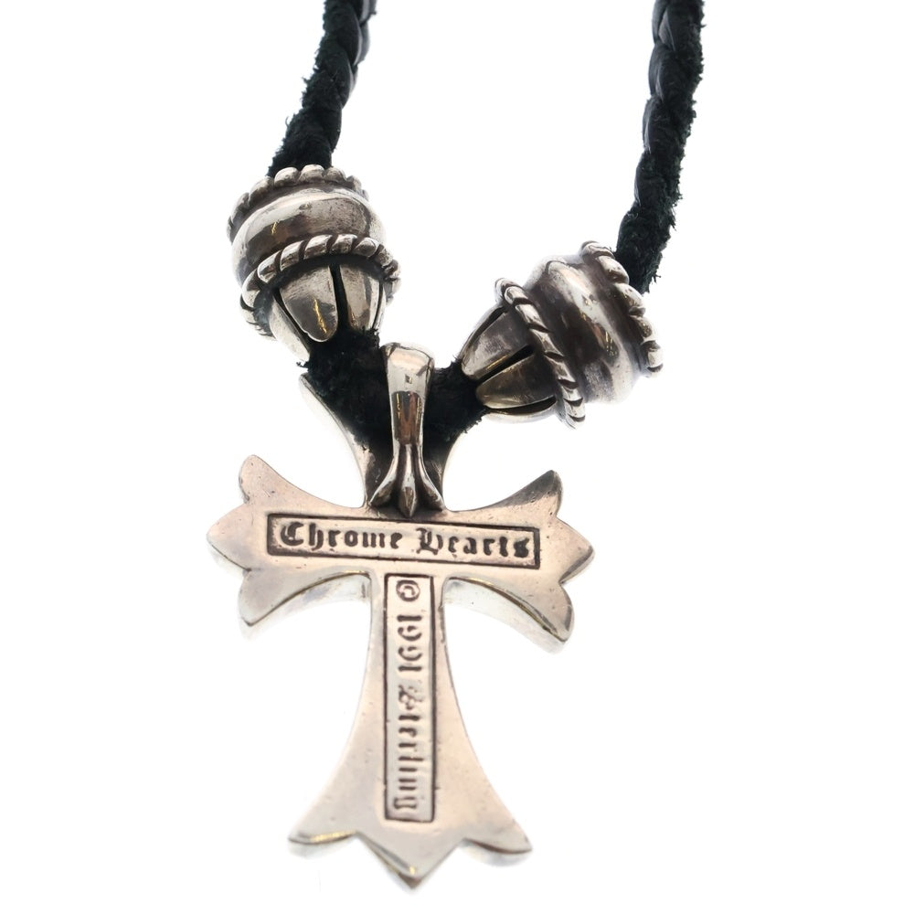 CHROME HEARTS(クロムハーツ) CH CRS SML CL スモールCHクロス クリンプト レザーブレイド ネックレス シルバー/ブラック BCA217