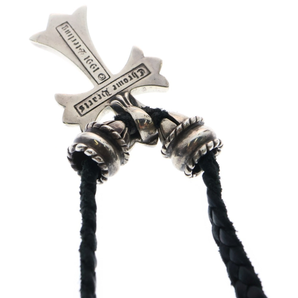 CHROME HEARTS(クロムハーツ) CH CRS SML CL スモールCHクロス クリンプト レザーブレイド ネックレス シルバー/ブラック BCA217