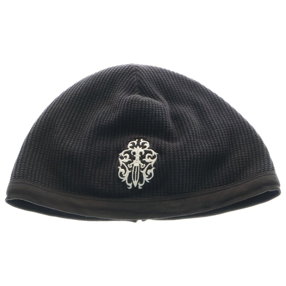 CHROME HEARTS(クロムハーツ) ヴァインダガー ロゴ刺繍 サーマルコットンキャップ ビーニー ブラック