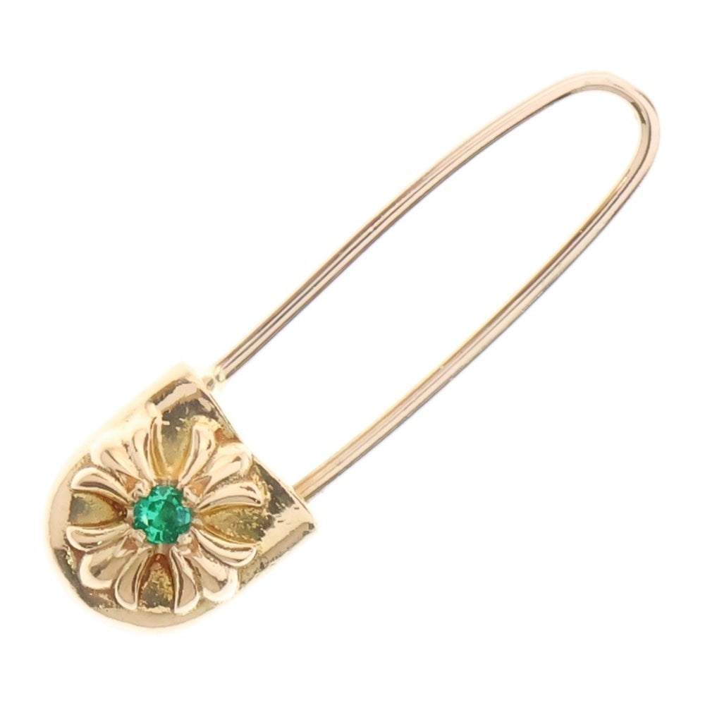 CHROME HEARTS(クロムハーツ) 22K SAFETY PIN CH PLS EMRLD R セーフティーピン 1エメラルド ゴールドピアス