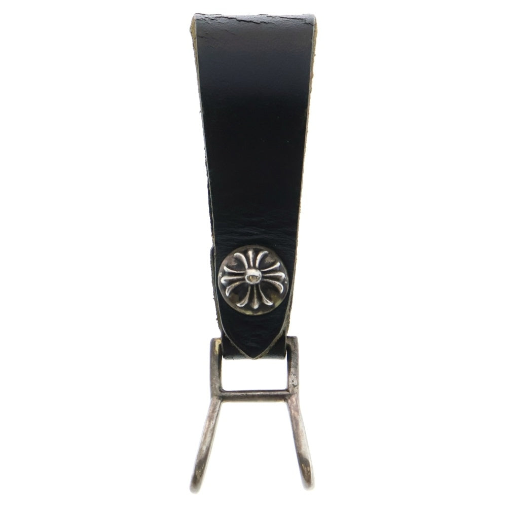 CHROME HEARTS(クロムハーツ) BELT LOOP クロスボールボタンレザーベルトループ シルバー/ブラック BCA397