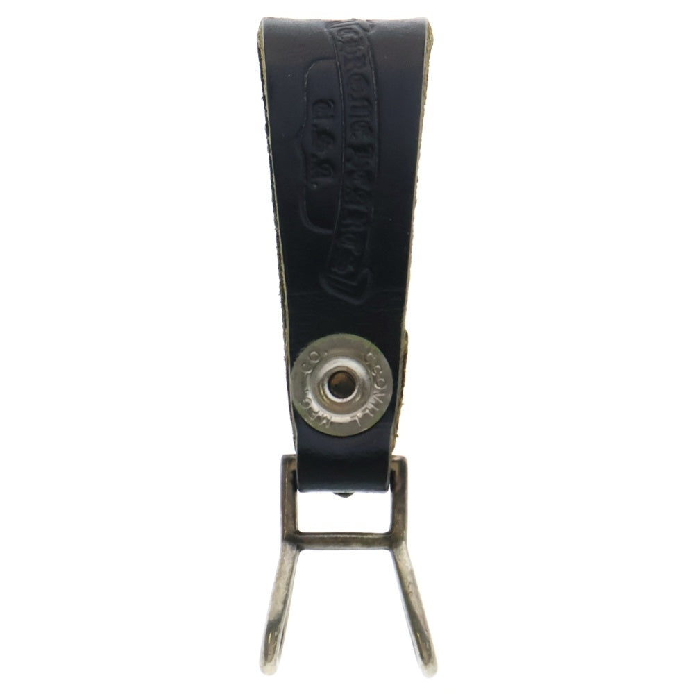 CHROME HEARTS(クロムハーツ) BELT LOOP クロスボールボタンレザーベルトループ シルバー/ブラック BCA397