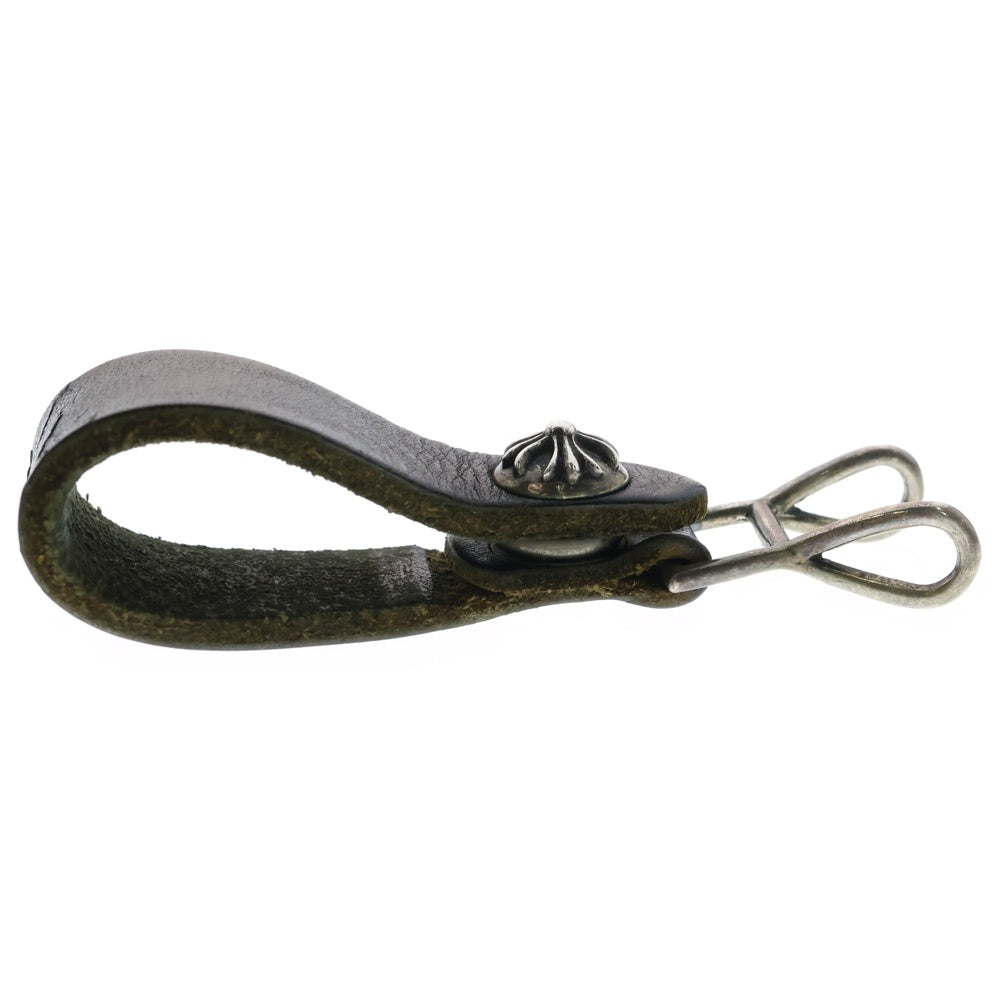 CHROME HEARTS(クロムハーツ) BELT LOOP クロスボールボタンレザーベルトループ シルバー/ブラック BCA397