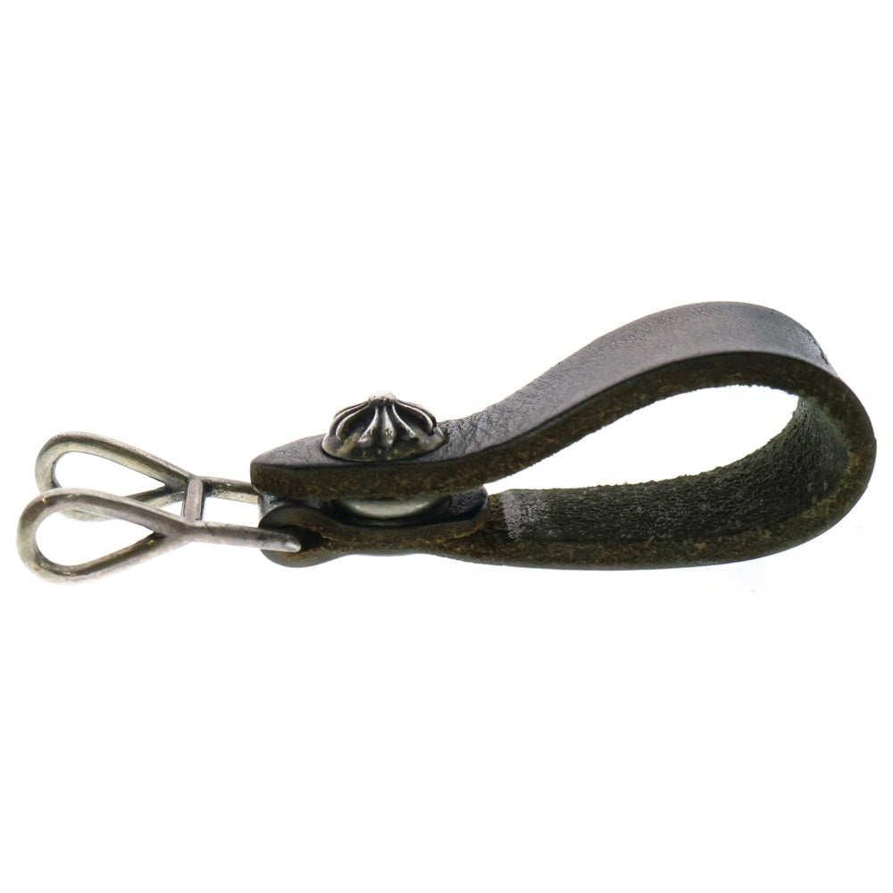 CHROME HEARTS(クロムハーツ) BELT LOOP クロスボールボタンレザーベルトループ シルバー/ブラック BCA397