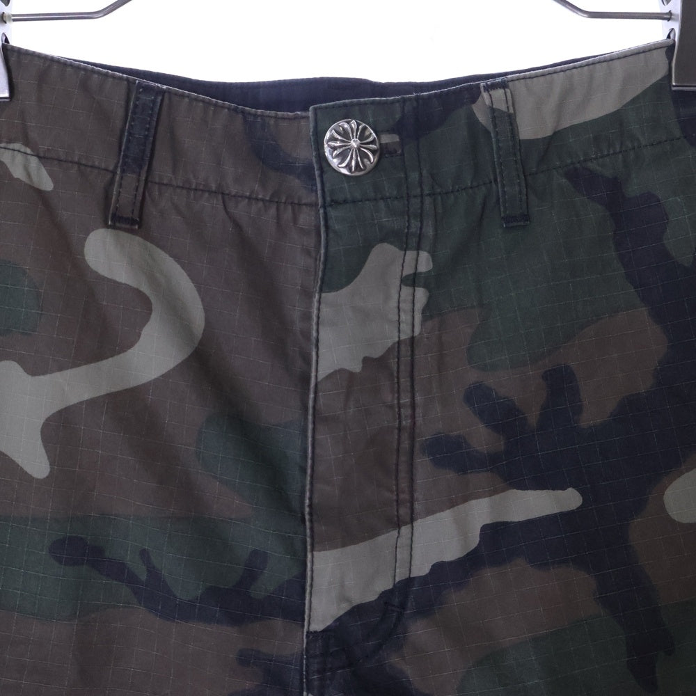 CHROME HEARTS(クロムハーツ) Devil Dog Shorts クロスパッチ付きクロスボールボタンカモフラハーフパンツ グリーン/ベージュ 33