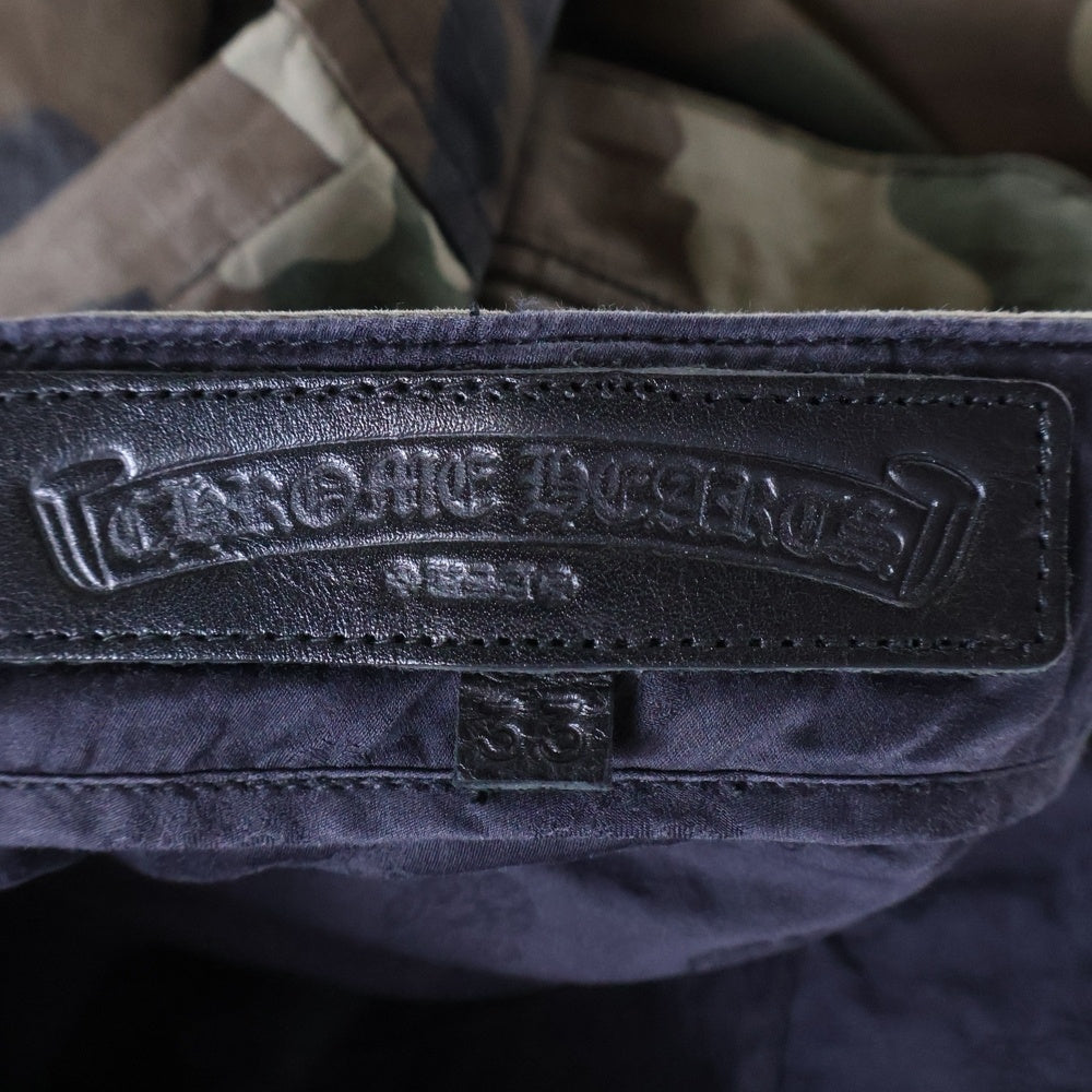 CHROME HEARTS(クロムハーツ) Devil Dog Shorts クロスパッチ付きクロスボールボタンカモフラハーフパンツ グリーン/ベージュ 33