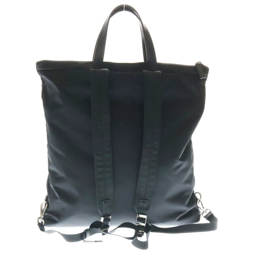 PRADA(プラダ) Re-Nylon サフィアーノ 三角プレート付き ナイロン レザー 2WAY ブリーフケース バックパック 2VG053 ブラック