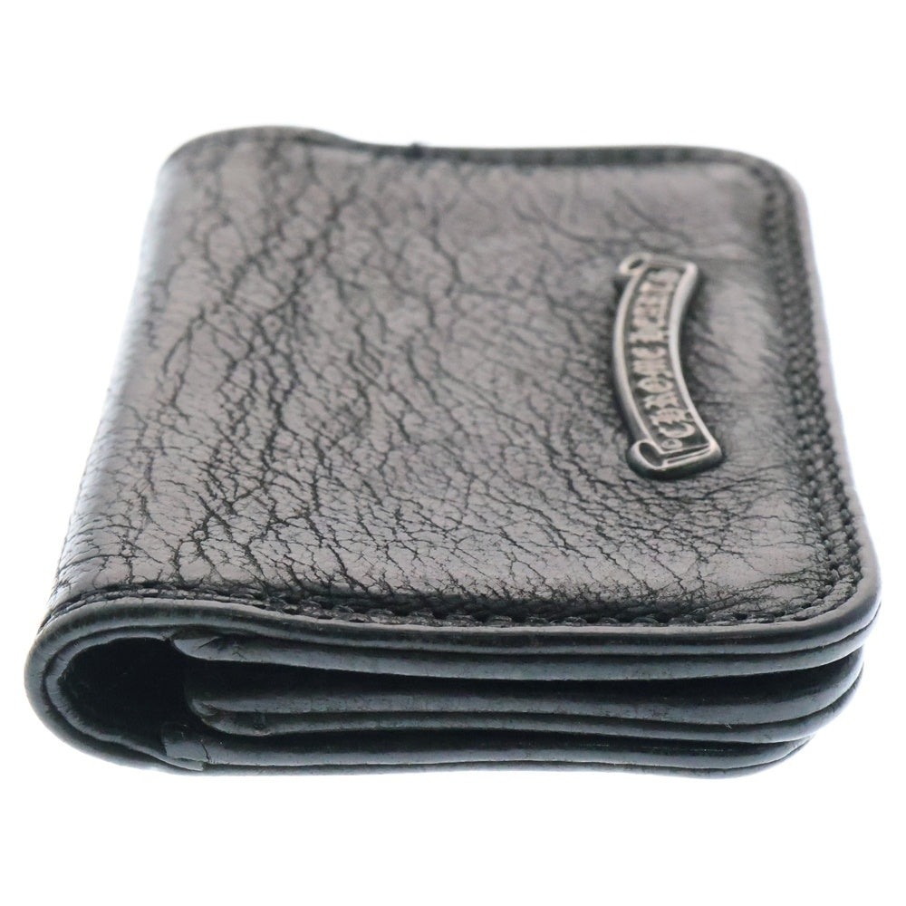 CHROME HEARTS(クロムハーツ) CARD CASE スクロールラベル レザーカードケース ブラック/シルバー