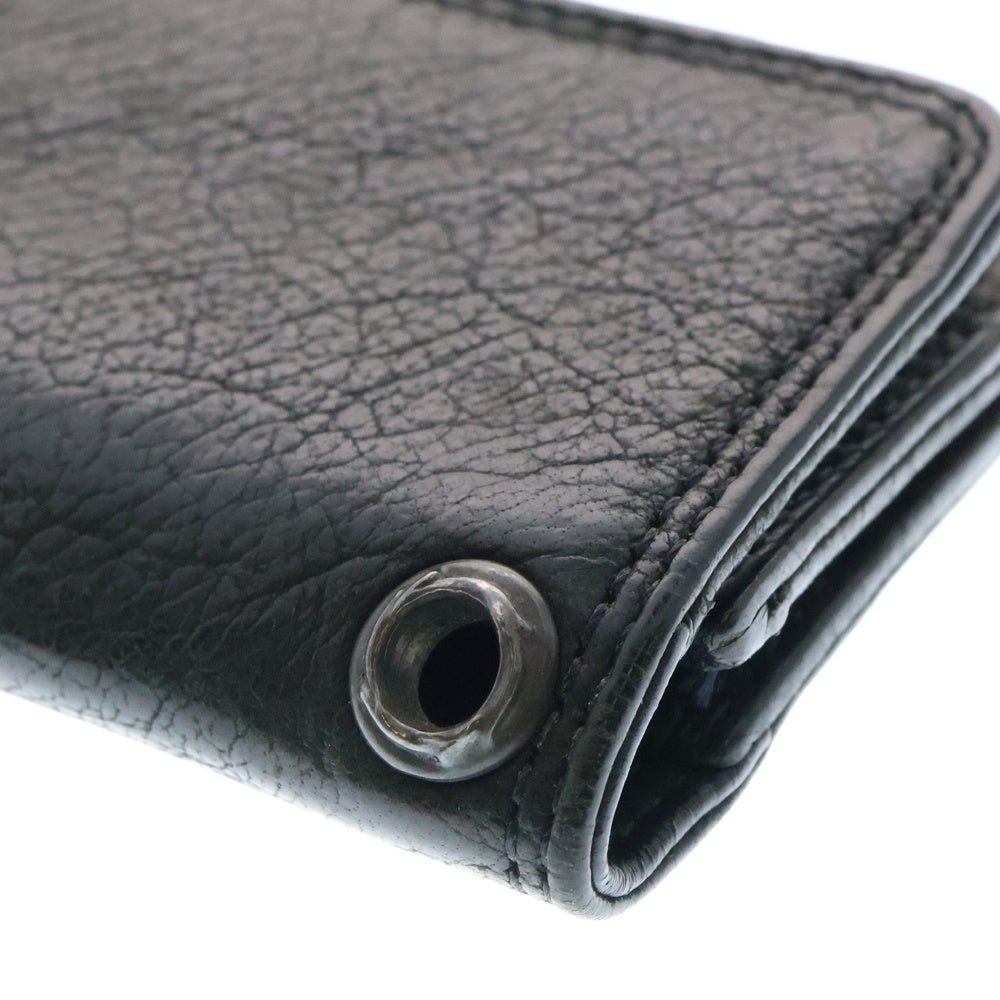 CHROME HEARTS(クロムハーツ) CARD CASE スクロールラベル レザーカードケース ブラック/シルバー