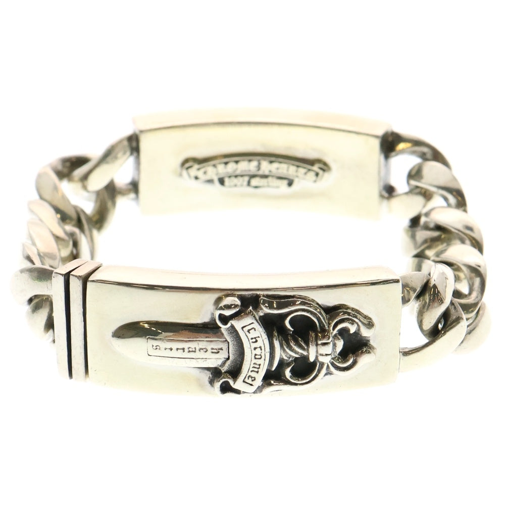 CHROME HEARTS(クロムハーツ) ID DBL FLRL DGGR ダブルID フローラルダガー クラシックチェーン ブレスレット シルバー