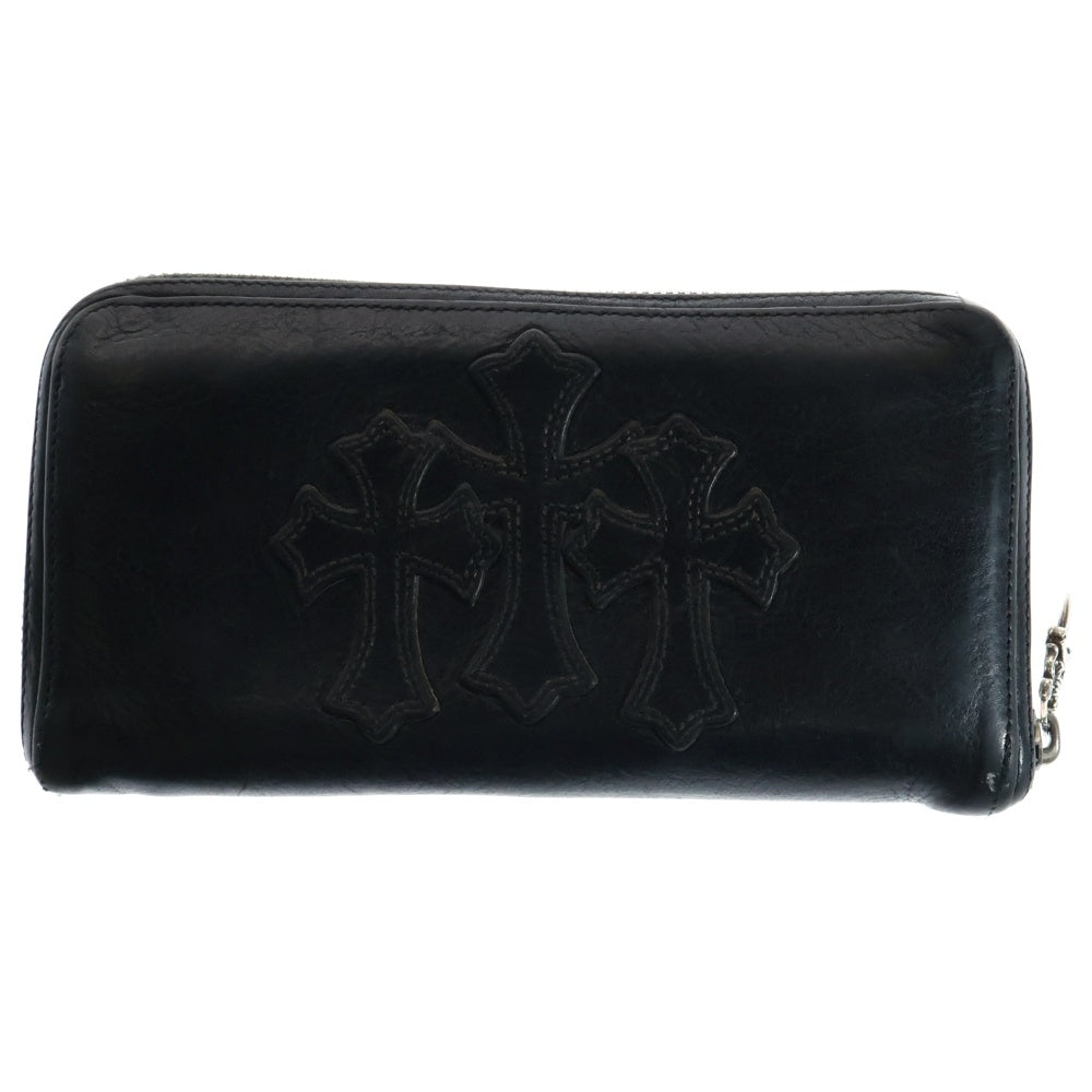 CHROME HEARTS(クロムハーツ) REC F ZIP 3クロス ラウンドジップレザーウォレット 財布 ブラック BCA368