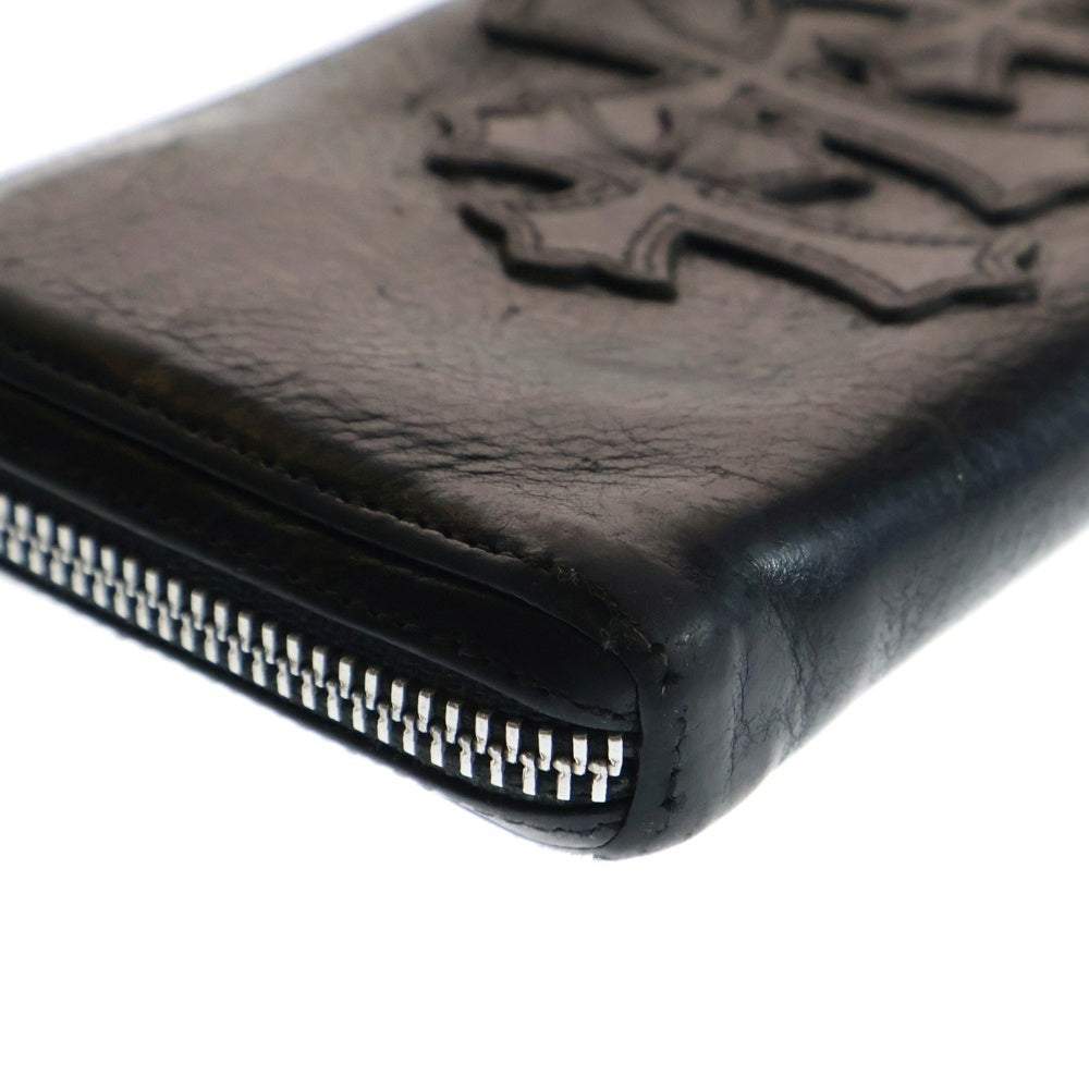 CHROME HEARTS(クロムハーツ) REC F ZIP 3クロス ラウンドジップレザーウォレット 財布 ブラック BCA368