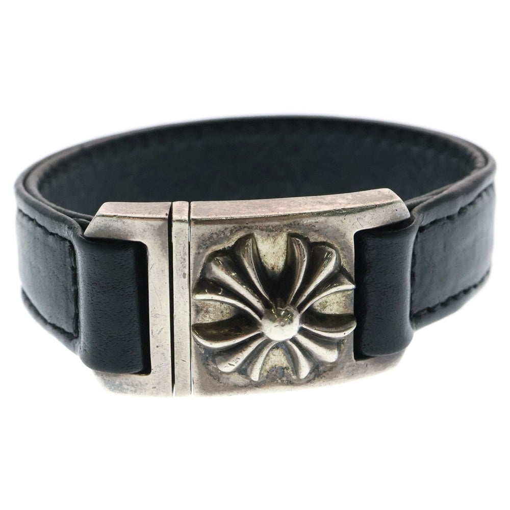 CHROME HEARTS(クロムハーツ) HARNESS CLASP ハーネスクラスプ レザーブレスレット ブラック/シルバー
