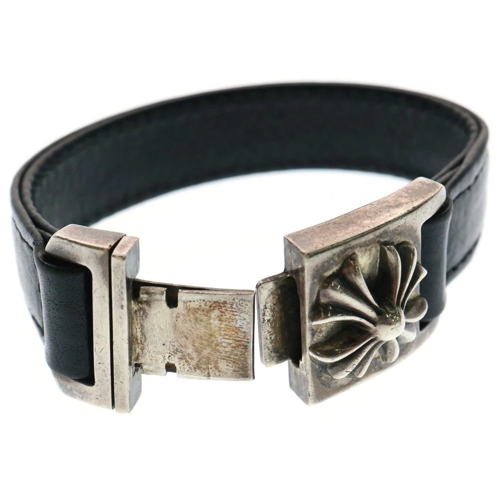 CHROME HEARTS(クロムハーツ) HARNESS CLASP ハーネスクラスプ レザーブレスレット ブラック/シルバー