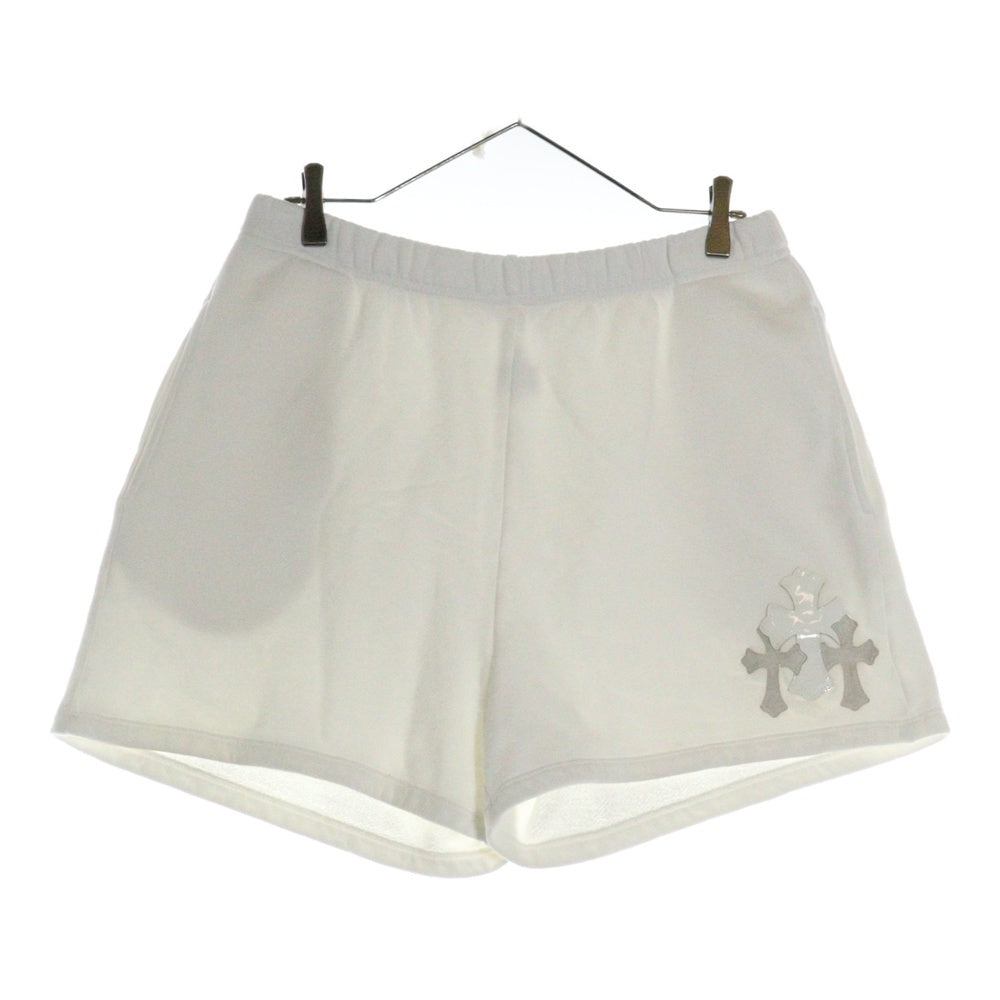 CHROME HEARTS(クロムハーツ) GRP Y NOT Sweat Shorts ワイノットスウェットショートパンツ ハーフパンツ ショーツ レザートリプルクロスパッチ シルバープレート ホワイト