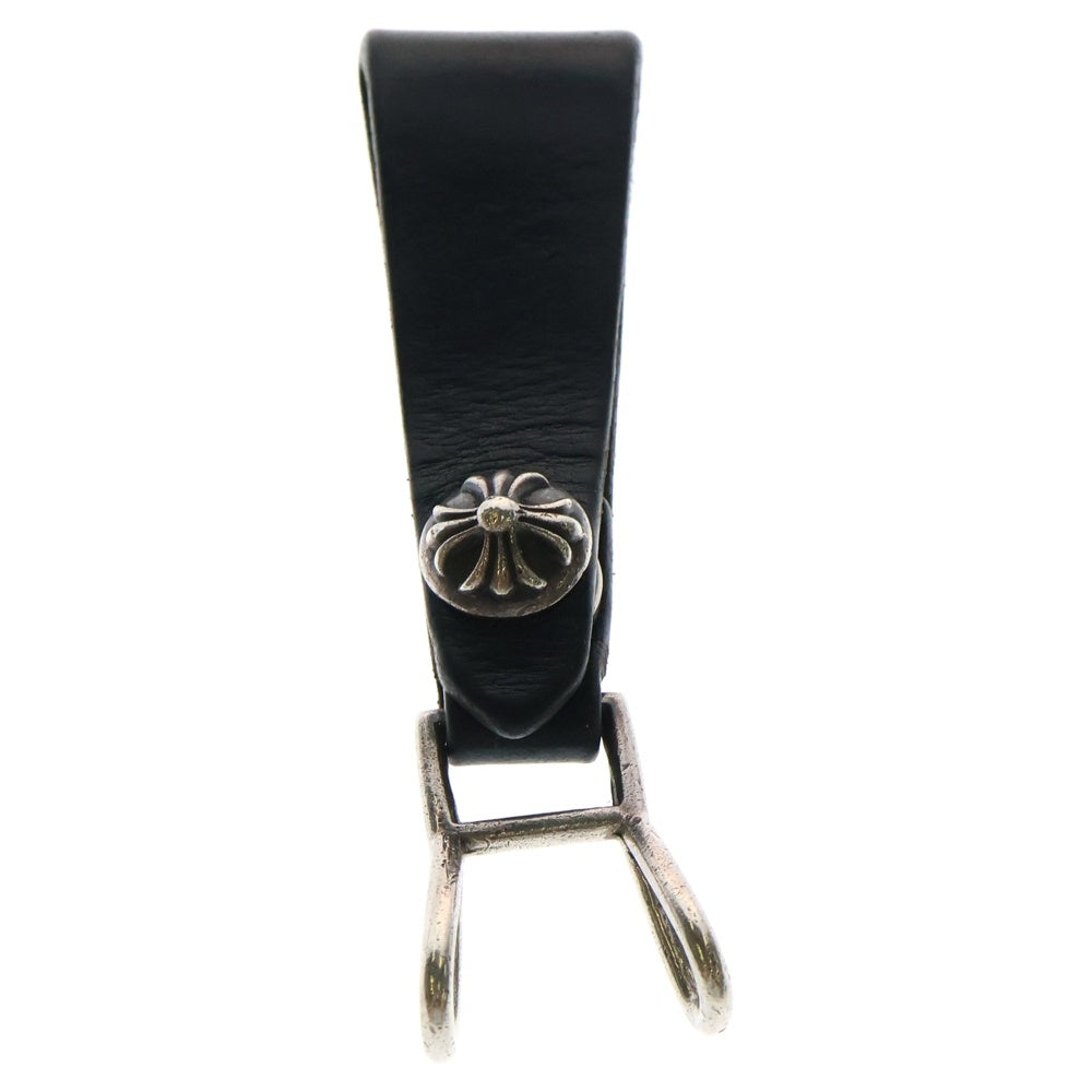 CHROME HEARTS(クロムハーツ) BELT LOOP クロスボールボタンレザーベルトループ シルバー/ブラック BCA397