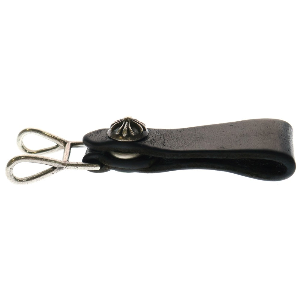 CHROME HEARTS(クロムハーツ) BELT LOOP クロスボールボタンレザーベルトループ シルバー/ブラック BCA397