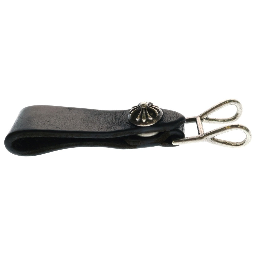 CHROME HEARTS(クロムハーツ) BELT LOOP クロスボールボタンレザーベルトループ シルバー/ブラック BCA397