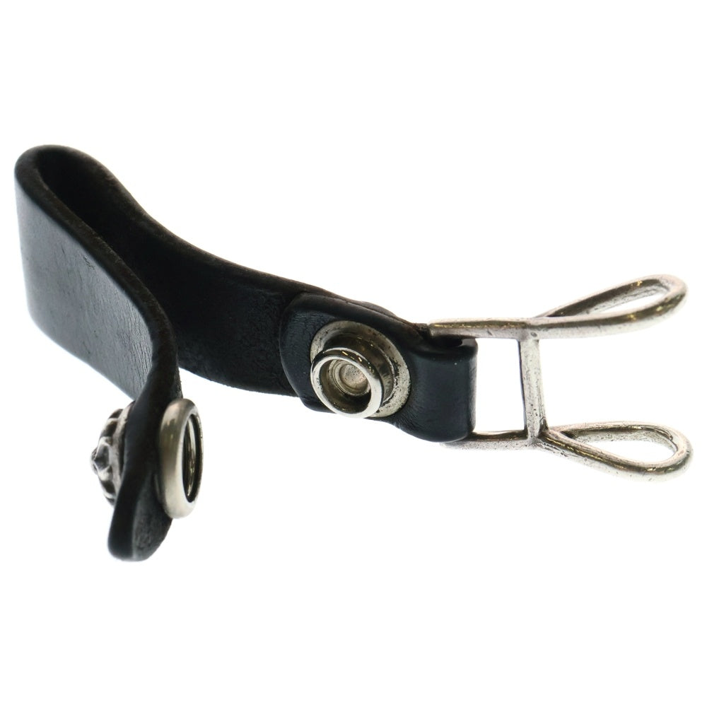 CHROME HEARTS(クロムハーツ) BELT LOOP クロスボールボタンレザーベルトループ シルバー/ブラック BCA397