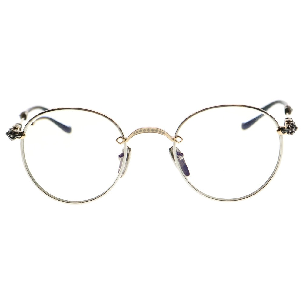 CHROME HEARTS(クロムハーツ) 49□22-145 BUBBA-A クロステンプルメタルフレームラウンドサングラス 眼鏡
