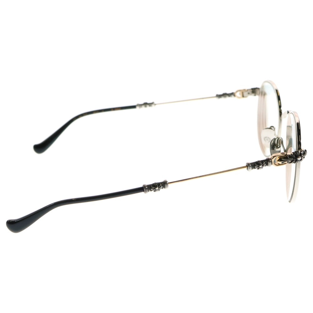 CHROME HEARTS(クロムハーツ) 49□22-145 BUBBA-A クロステンプルメタルフレームラウンドサングラス 眼鏡