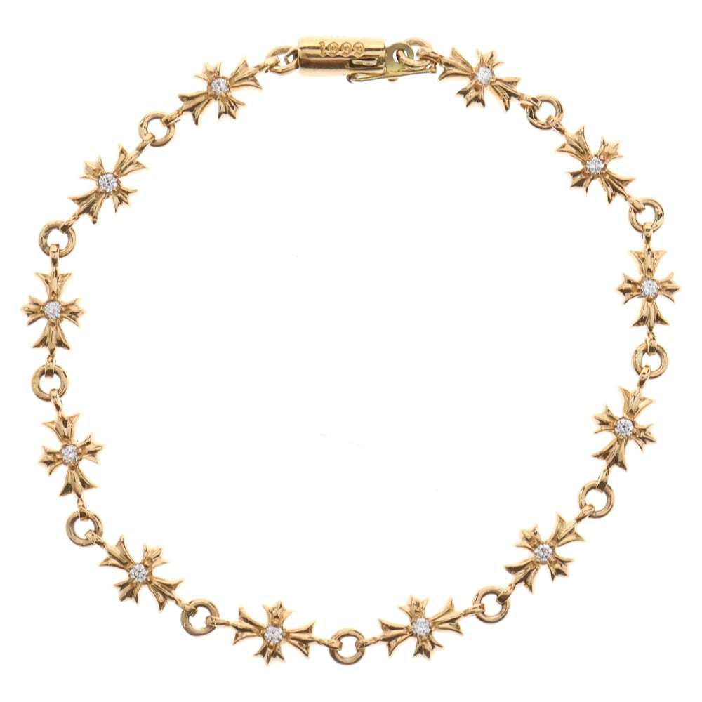 CHROME HEARTS(クロムハーツ) 22K TNY E CH PLS P D タイニーECHプラス PAVEダイヤ ゴールドブレスレット 12LINK
