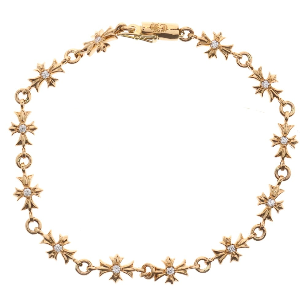 CHROME HEARTS(クロムハーツ) 22K TNY E CH PLS P D タイニーECHプラス PAVEダイヤ ゴールドブレスレット 12LINK