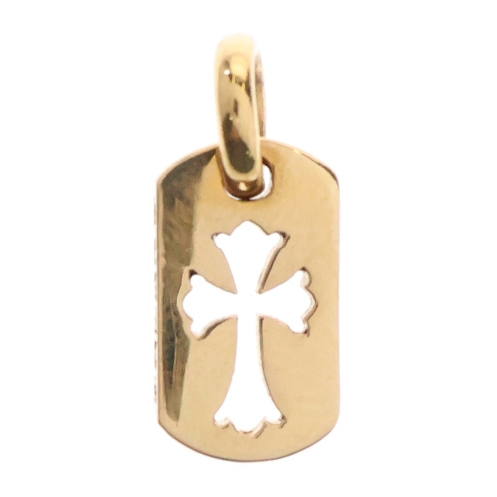 CHROME HEARTS(クロムハーツ) 22K DT TNY CO CRS P D タイニーカットアウトクロスドッグタグ PAVEダイヤ チャーム ゴールドネックレストップ