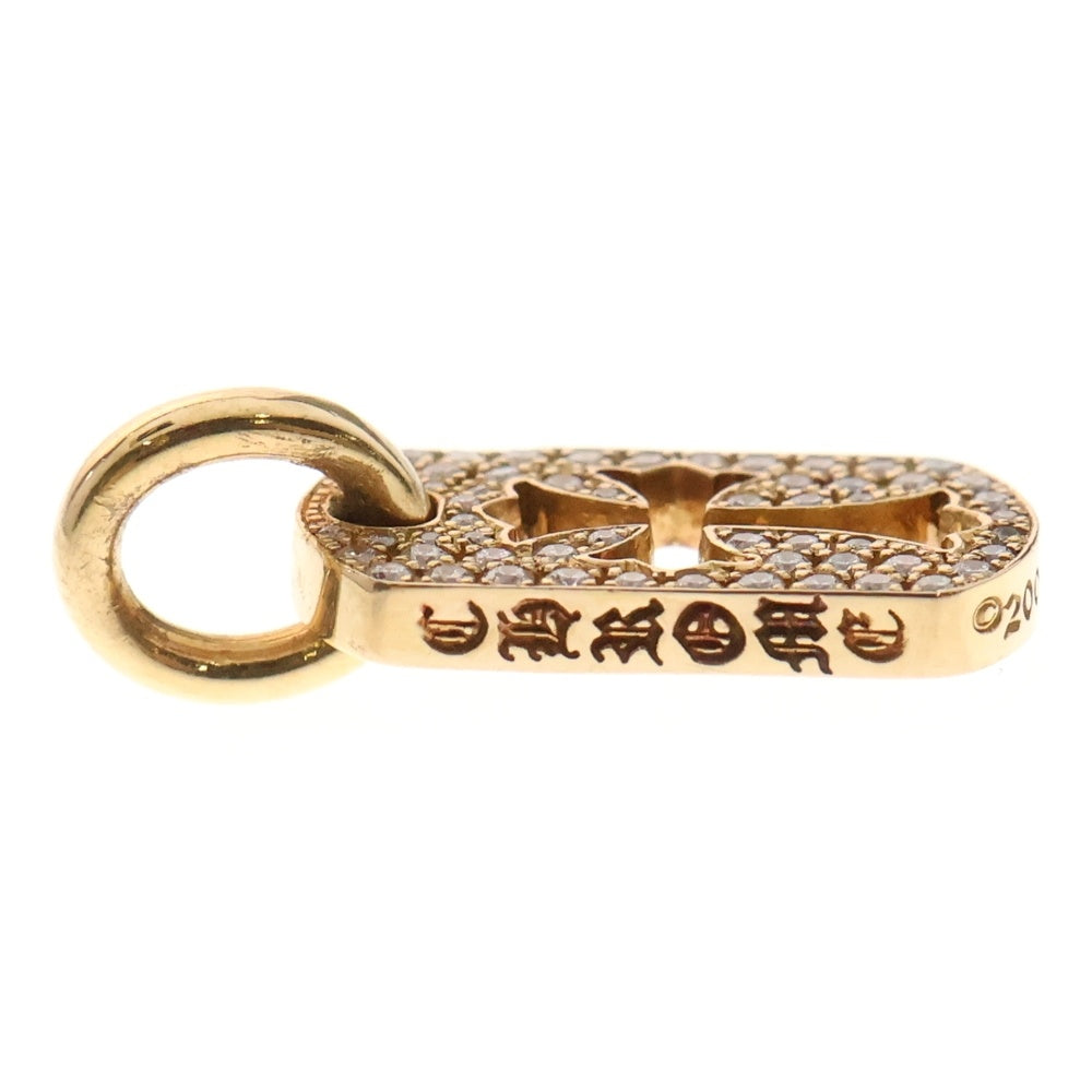 CHROME HEARTS(クロムハーツ) 22K DT TNY CO CRS P D タイニーカットアウトクロスドッグタグ PAVEダイヤ チャーム ゴールドネックレストップ