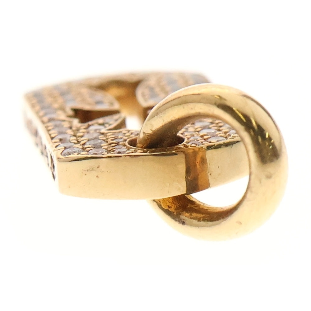 CHROME HEARTS(クロムハーツ) 22K DT TNY CO CRS P D タイニーカットアウトクロスドッグタグ PAVEダイヤ チャーム ゴールドネックレストップ