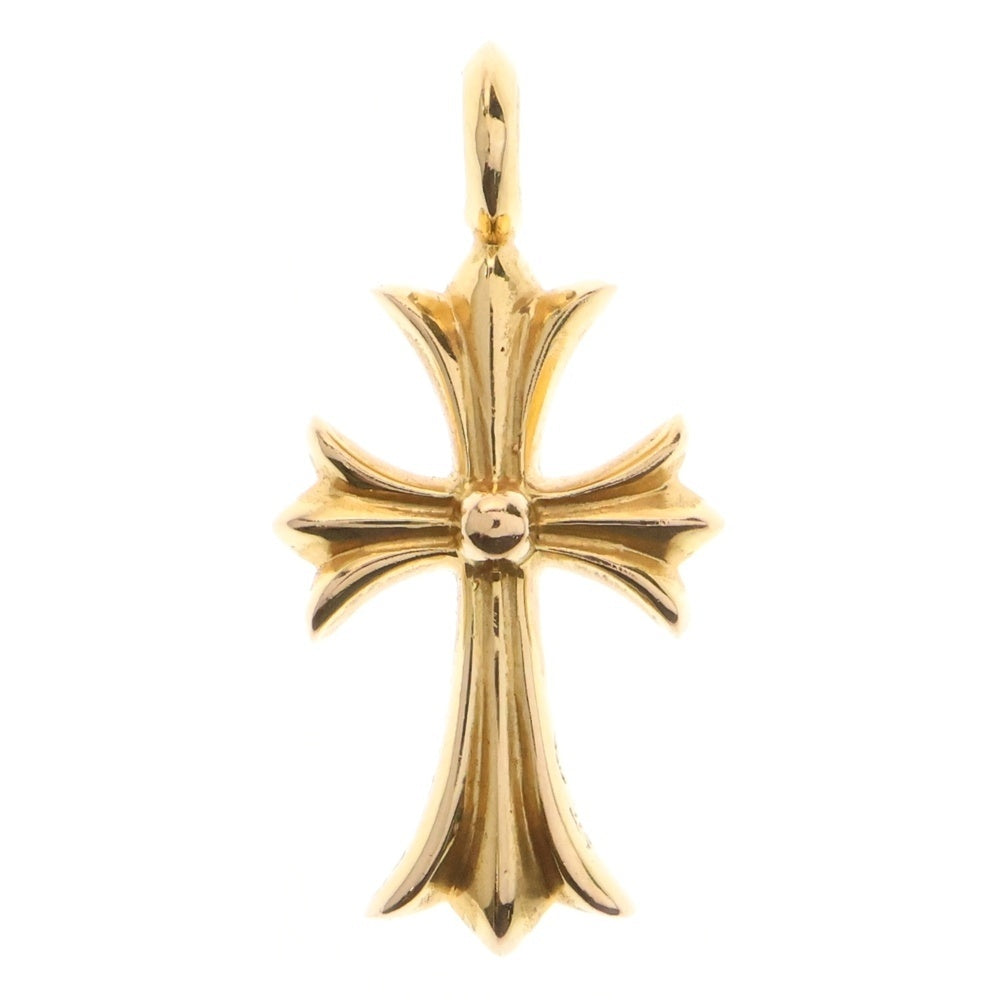 CHROME HEARTS(クロムハーツ) 22K TNY CRSF P EMRLD タイニーファットクロス PAVEエメラルド ゴールドネックレストップ