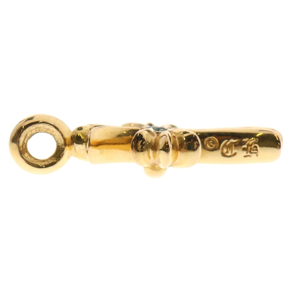 CHROME HEARTS(クロムハーツ) 22K TNY CRSF P EMRLD タイニーファットクロス PAVEエメラルド ゴールドネックレストップ
