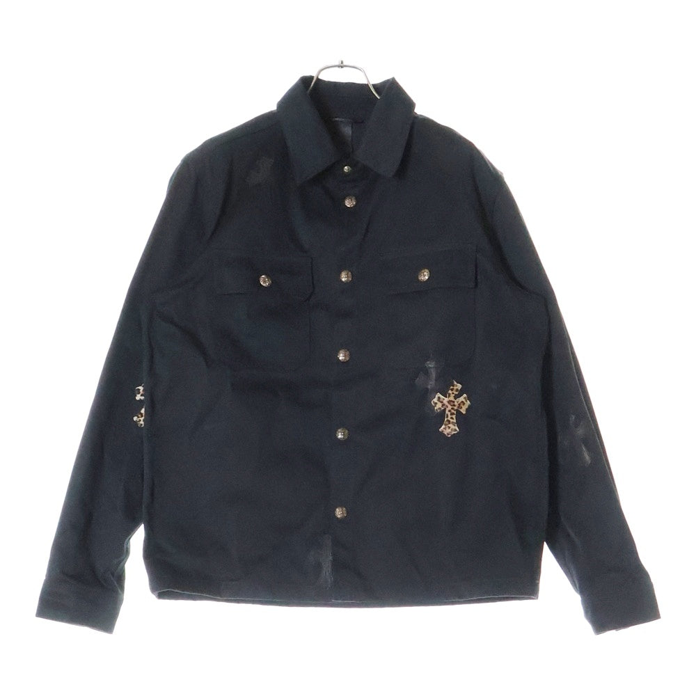 CHROME HEARTS(クロムハーツ) WORK DOG ワークドッグ クロスパッチ付きクロスボールシャツジャケット ブラック/レオパード