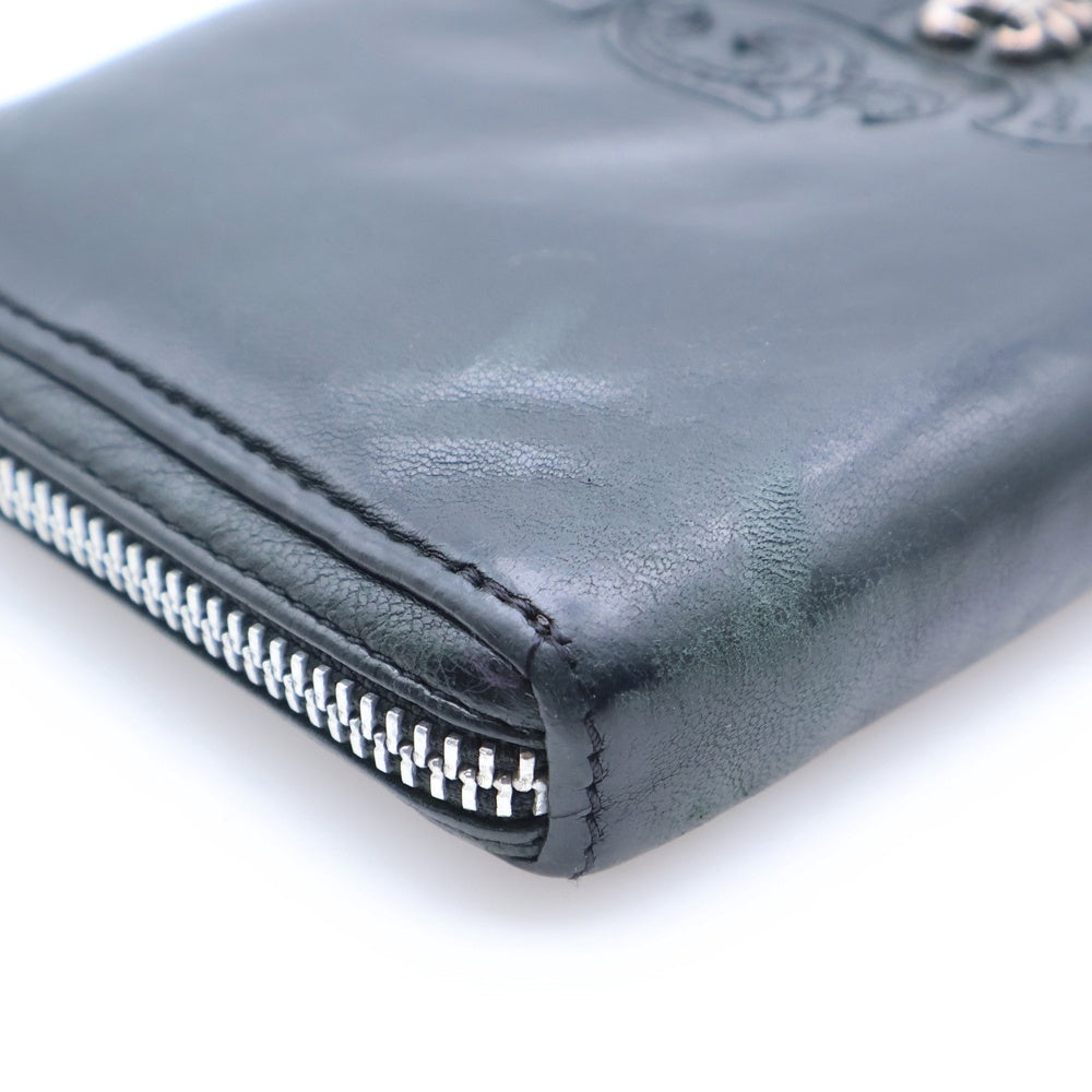 CHROME HEARTS(クロムハーツ) REC F ZIP BS BSフレア装飾ラウンドジップレザーウォレット財布 ブラック