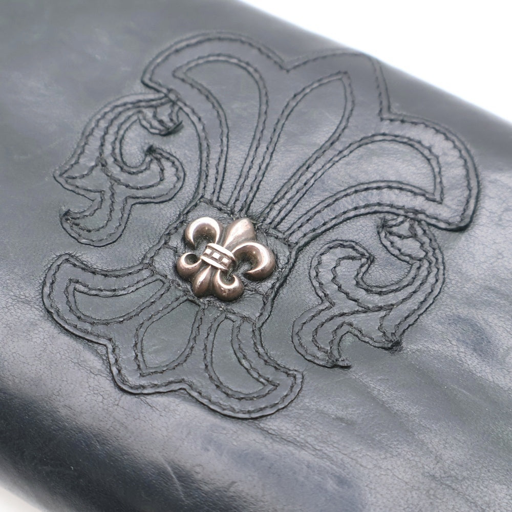 CHROME HEARTS(クロムハーツ) REC F ZIP BS BSフレア装飾ラウンドジップレザーウォレット財布 ブラック