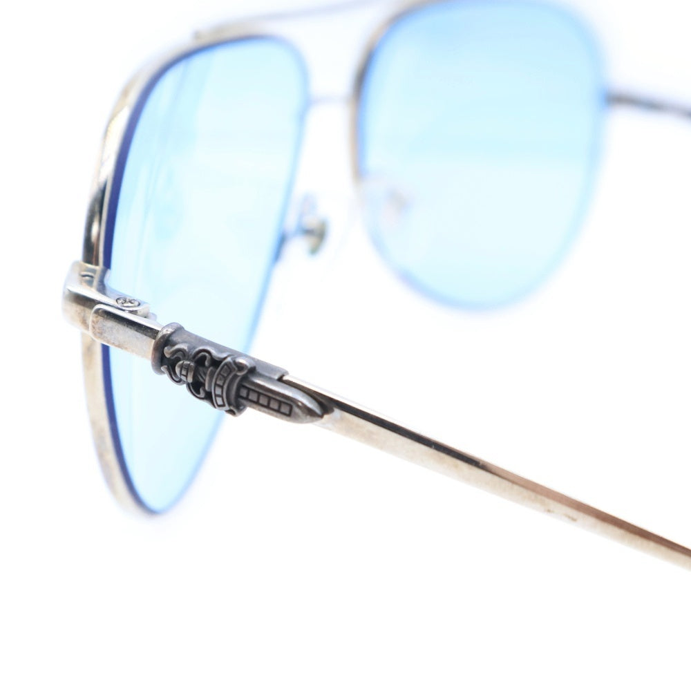 CHROME HEARTS(クロムハーツ) STAINS 4 CHクロステンプル ティアドロップ サングラス アイウェア メガネ シルバー/ブルー