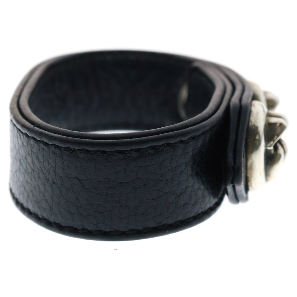 CHROME HEARTS(クロムハーツ) 3BTN 2SNP LIPSTONGUE リップ&タン 3ボタン2スナップ レザーブレスレット ブラック/シルバー