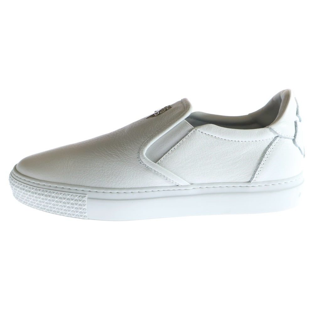 CHROME HEARTS(クロムハーツ) SLIP ON CHプラスレザーパッチダガー付レザースリッポン ホワイト