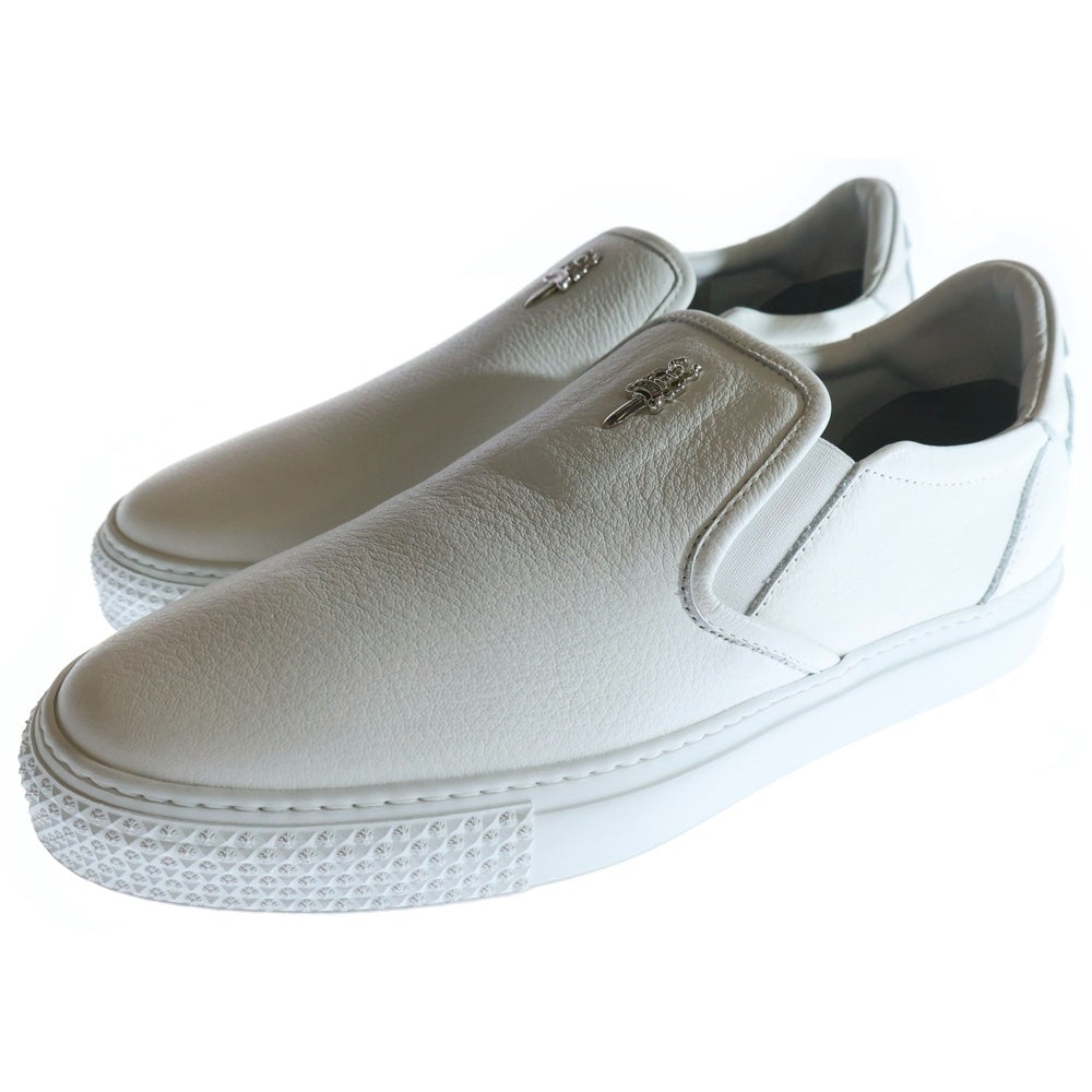CHROME HEARTS(クロムハーツ) SLIP ON CHプラスレザーパッチダガー付レザースリッポン ホワイト